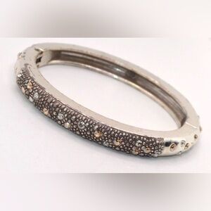 BRIGHTON Crystal Accent Silver-Tone Hinged Bangle Bracelet